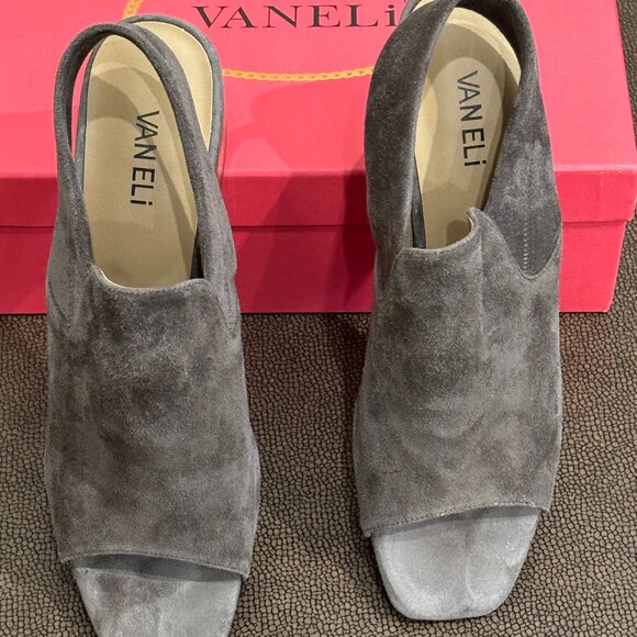 Vaneli "Empery" Taupe Suede Sling Back Sandal - Picture 1 of 16
